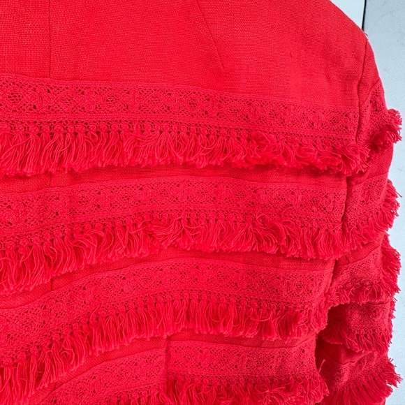 Club Monaco Rabah Papaya Jacket Cropped Linen Fringe size XS NWT - Picture 8 of 12